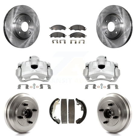 Front Rear Disc Brake Caliper Rotors Drums Semi-Metallic Pads Kit (8Pc) For Ford Focus KC8-100832P