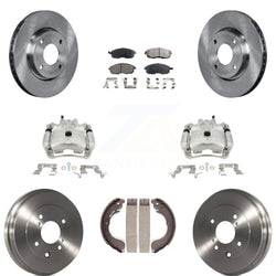 Front Rear Disc Brake Caliper Rotors Drums Ceramic Pads Kit (8Pc) For Nissan Sentra KC8-100835T