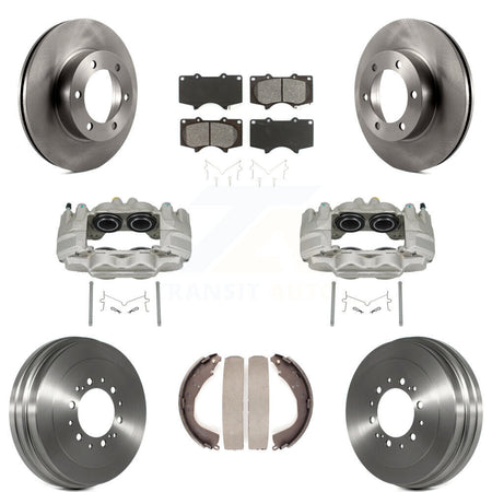 Front Rear Disc Brake Caliper Rotors Drum Semi-Metallic Pads Kit (8Pc) For Toyota Tundra KC8-100838S
