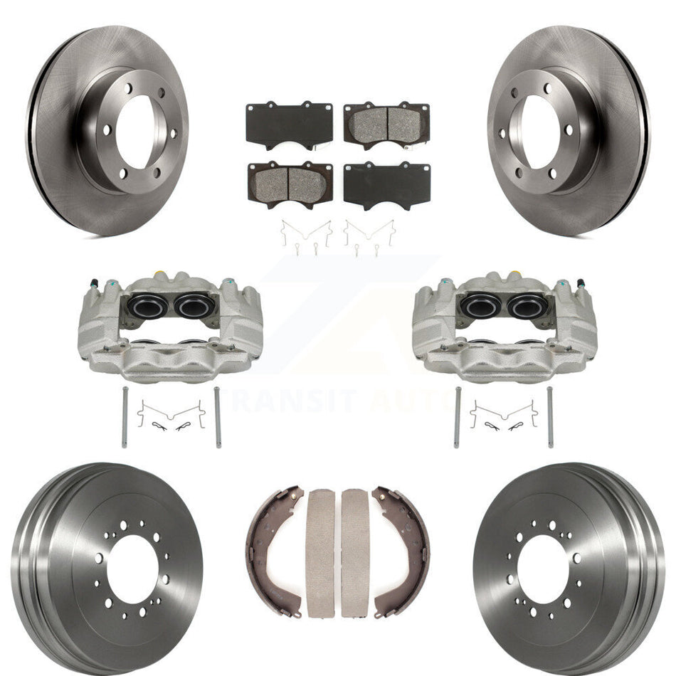 Front Rear Disc Brake Caliper Rotors Drum Semi-Metallic Pads Kit (8Pc) For Toyota Tundra KC8-100838S