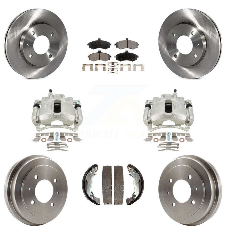 Front Rear Disc Brake Caliper Rotors Drums Ceramic Pads Kit (8Pc) For Hyundai Elantra Drum rear brakes KC8-100839T