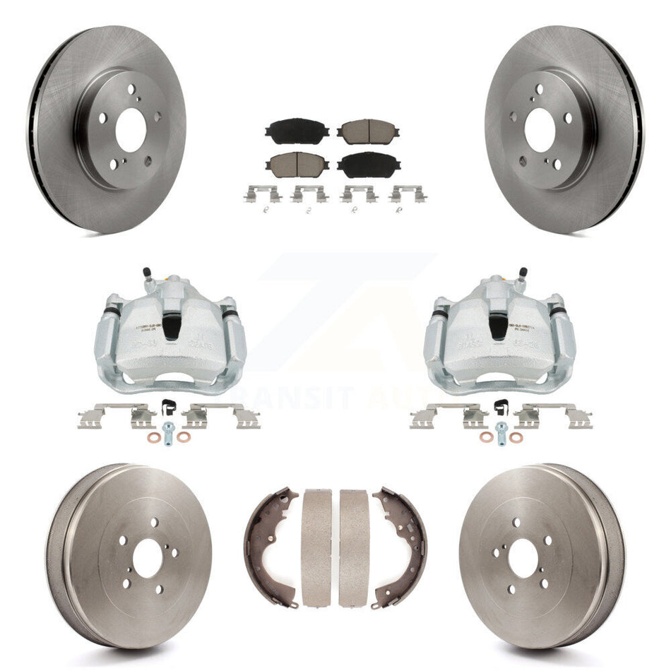 Front Rear Brake Caliper Rotors Drums Ceramic Pads Kit (8Pc) For 2004-2010 Toyota Sienna KC8-100841C