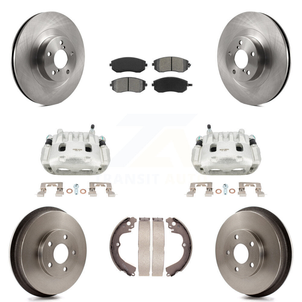 Front Rear Disc Brake Caliper Rotor Drum Semi-Metallic Pad Kit (8Pc) For Subaru Forester KC8-100841S