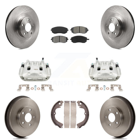 Front Rear Disc Brake Caliper Rotor Drum Semi-Metallic Pad Kit (8Pc) For Subaru Forester KC8-100841S