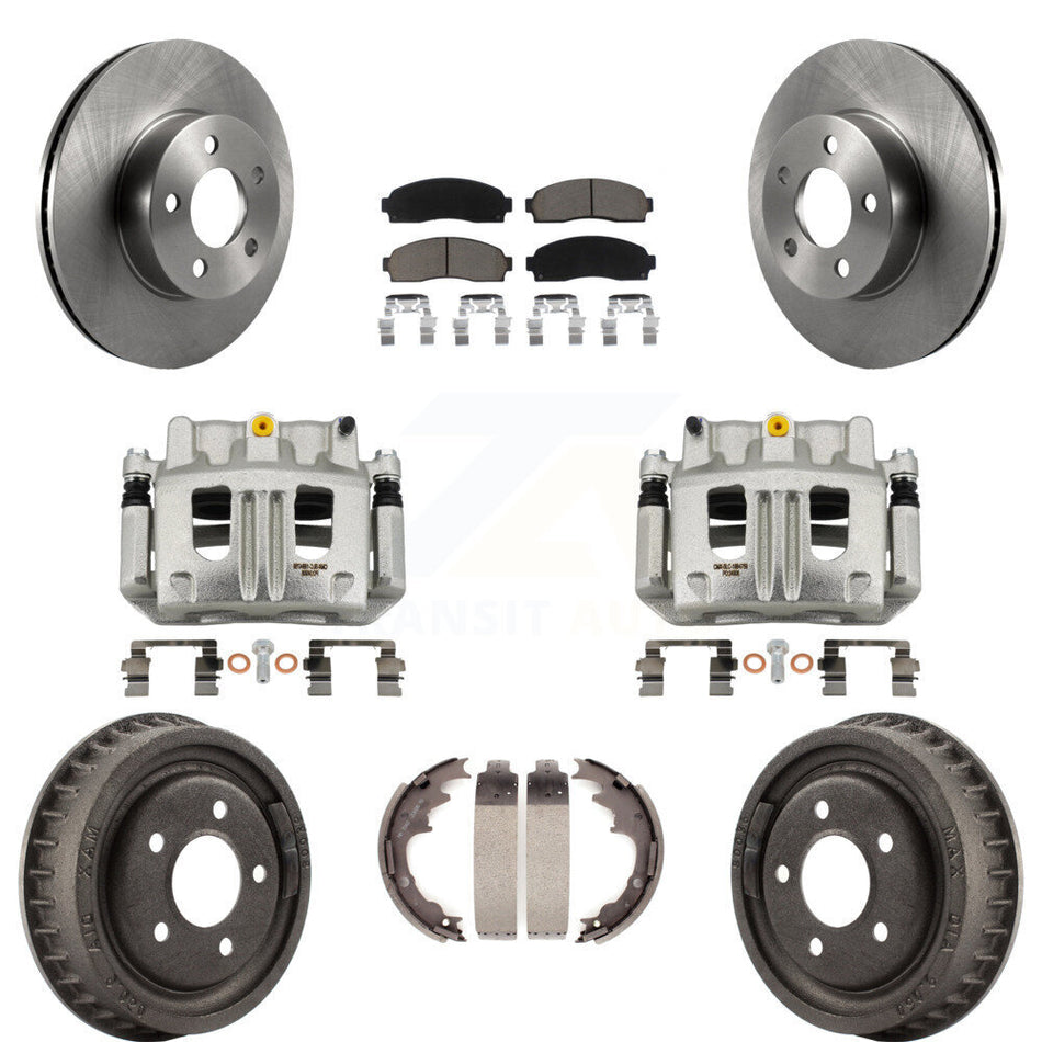 Front Rear Brake Caliper Rotors Drums Ceramic Pads Kit (8Pc) For Ford Ranger Mazda B4000 KC8-100843C