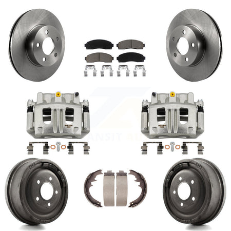 Front Rear Brake Caliper Rotors Drums Ceramic Pads Kit (8Pc) For Ford Ranger Mazda B4000 KC8-100844C