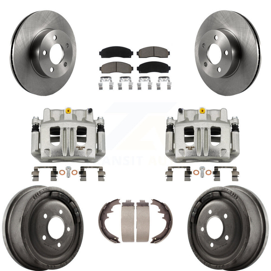 Front Rear Brake Caliper Rotors Drums Ceramic Pads Kit (8Pc) For Ford Ranger Mazda B4000 KC8-100844C