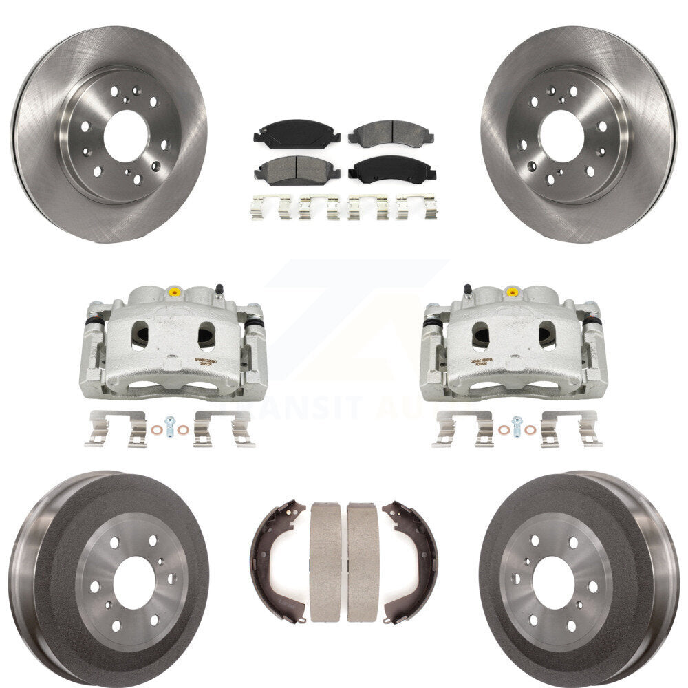 Front Rear Disc Brake Caliper Rotor Drum Semi-Metallic Pad Kit (8Pc) For GMC Sierra 1500 KC8-100844S