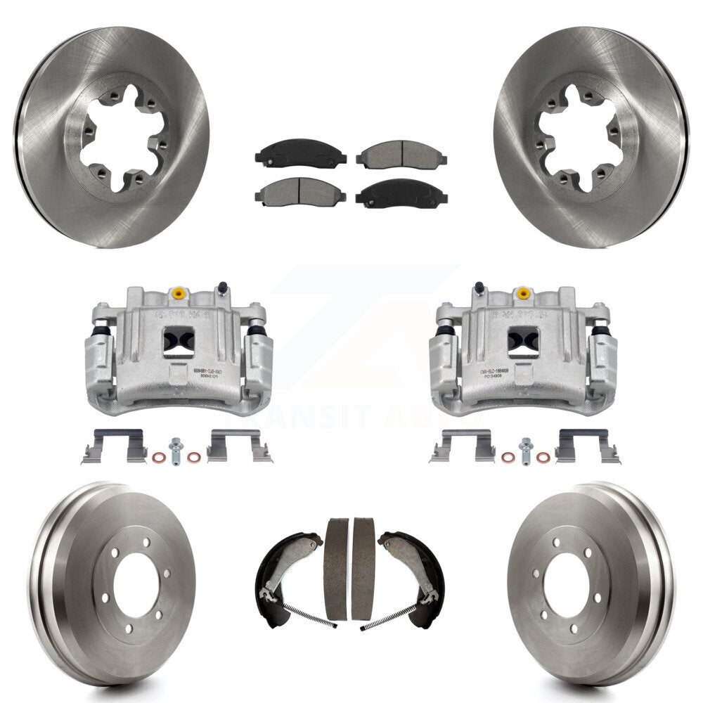 Front Rear Brake Caliper Rotors Drum Semi-Metallic Pads Kit (8Pc) For Chevrolet Colorado KC8-100847S