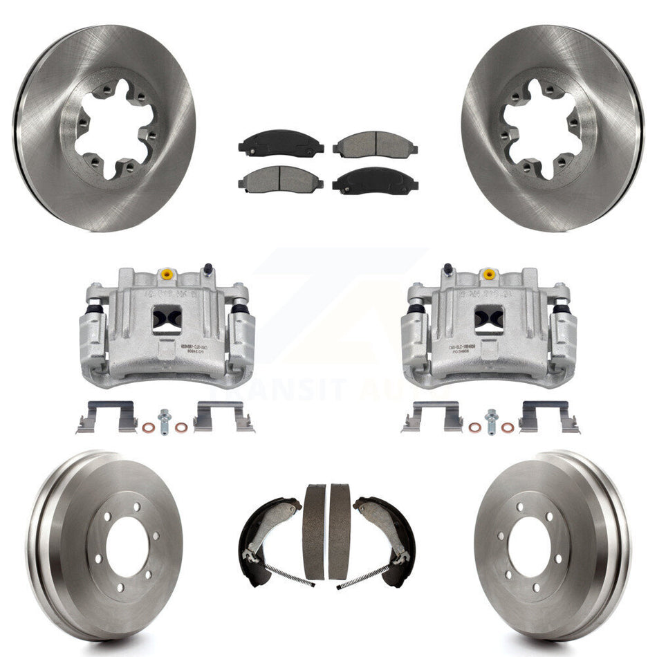 Front Rear Brake Caliper Rotors Drum Semi-Metallic Pads Kit (8Pc) For Chevrolet Colorado KC8-100847S
