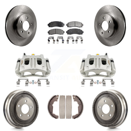 Front Rear Brake Caliper Rotors Drum Ceramic Pads Kit (8Pc) For Chevrolet Equinox Saturn KC8-100847T