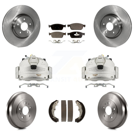 Front Rear Brake Caliper Rotors Drums Ceramic Pads Kit (8Pc) For 2013-2018 Ford Focus ST KC8-100848T
