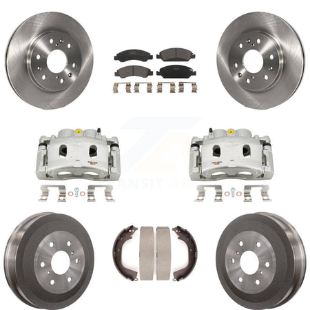 Front Rear Brake Caliper Rotors Drum Ceramic Pad Kit (8Pc) For GMC Sierra 1500 Chevrolet KC8-100849T