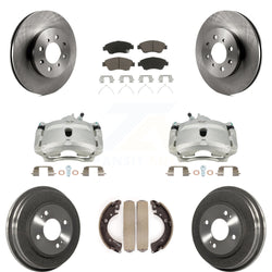 Front Rear Disc Brake Caliper Rotors Drums Ceramic Pads Kit (8Pc) For Honda Civic With 4 Lug Wheels KC8-100850C