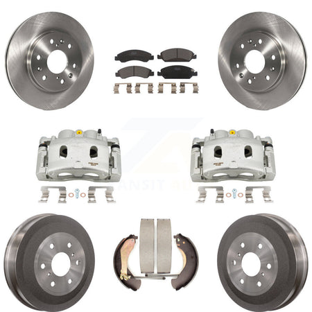Front Rear Brake Caliper Rotors Drum Ceramic Pads Kit (8Pc) For Chevrolet Silverado 1500 KC8-100850T