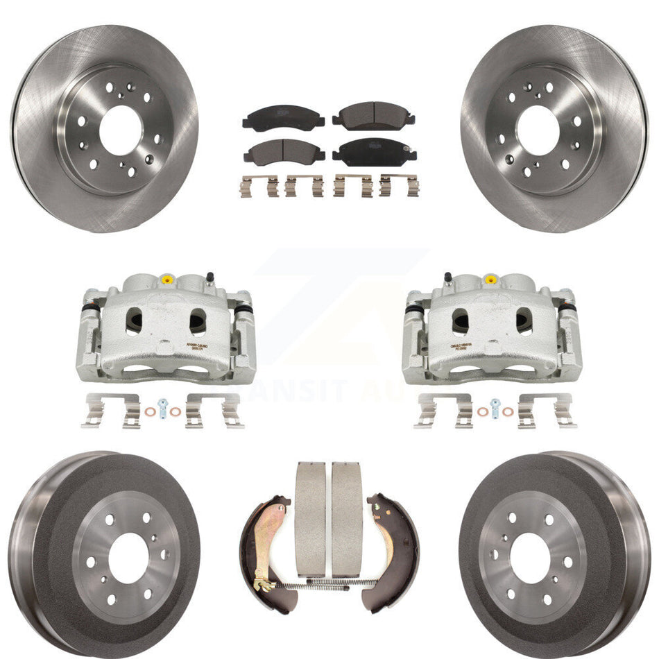 Front Rear Brake Caliper Rotors Drum Ceramic Pads Kit (8Pc) For Chevrolet Silverado 1500 KC8-100850T