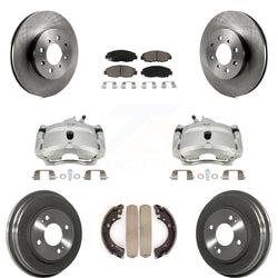 Front Rear Disc Brake Caliper Rotors Drums Ceramic Pads Kit (8Pc) For Honda Civic KC8-100851C
