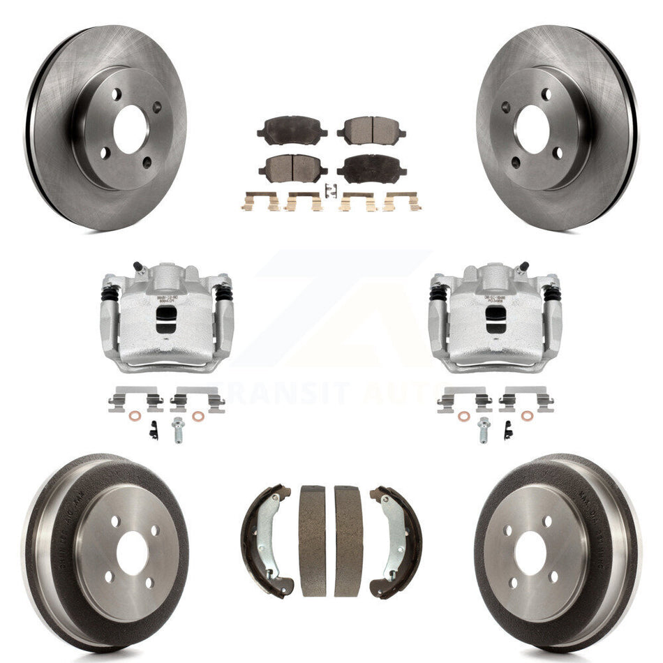Front Rear Brake Caliper Rotor Drum Semi-Metallic Pad Kit (8Pc) For Saturn Ion Chevrolet KC8-100852P