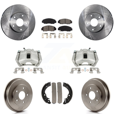 Front Rear Disc Brake Caliper Rotors Drums Semi-Metallic Pads Kit (8Pc) For 2003-2006 Honda Accord 2.4L Vehicles Built Canadian Market KC8-100852S by Transit Auto