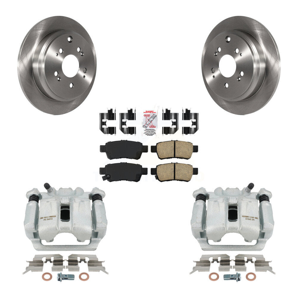 Rear Disc Brake Caliper Rotors And Ceramic Pads Kit For 2005-2010 Honda Odyssey KC8-100853N by Transit Auto