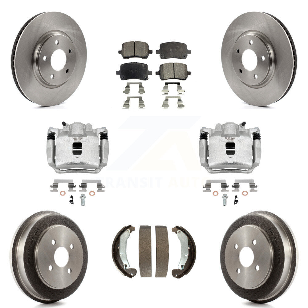 Front Rear Brake Caliper Rotor Drum Semi-Metallic Pad Kit (8Pc) For Pontiac Pursuit 2.2L KC8-100853P