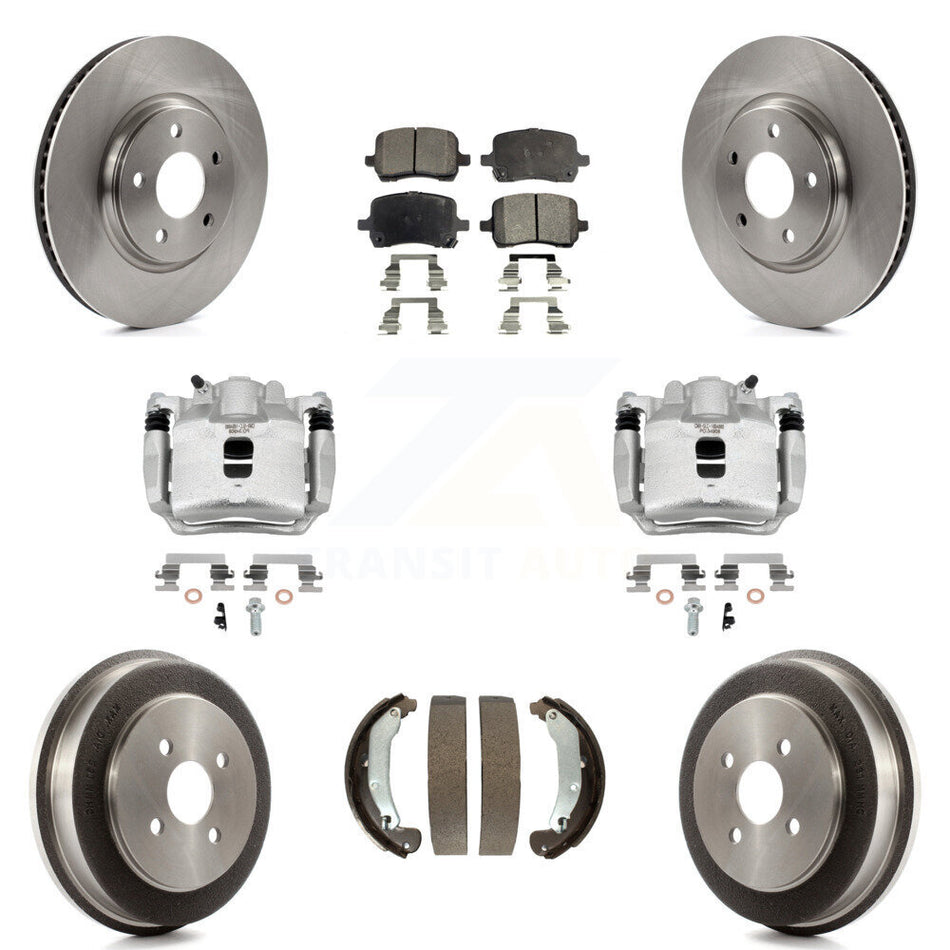 Front Rear Brake Caliper Rotor Drum Semi-Metallic Pad Kit (8Pc) For Pontiac Pursuit 2.2L KC8-100853P