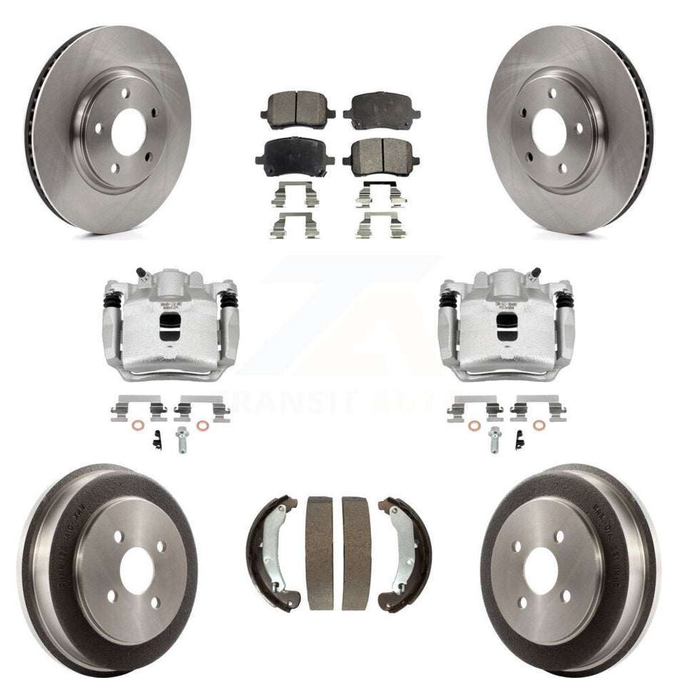Front Rear Brake Caliper Rotor Drum Semi-Metallic Pad Kit (8Pc) For Pontiac Pursuit 2.2L KC8-100853P