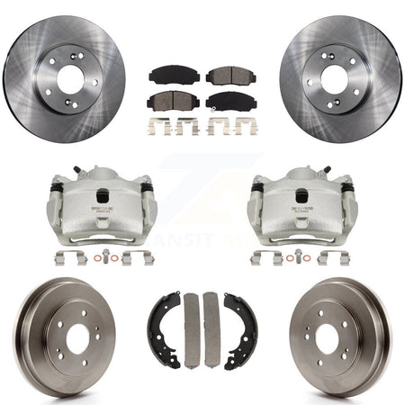 Front Rear Brake Caliper Rotor Drum Semi-Metallic Pad Kit (8Pc) For 07 Honda Accord 2.4L KC8-100853S