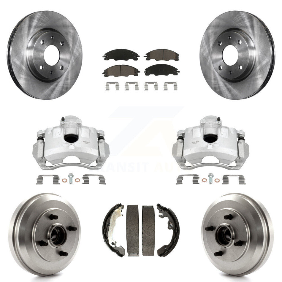 Front Rear Disc Brake Caliper Rotors Drums Ceramic Pads Kit (8Pc) For Ford Focus KC8-100855C