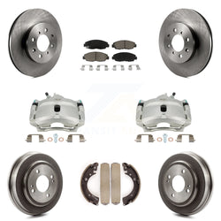 Front Rear Disc Brake Caliper Rotors Drums Ceramic Pads Kit (8Pc) For Honda Civic Acura EL KC8-100856C