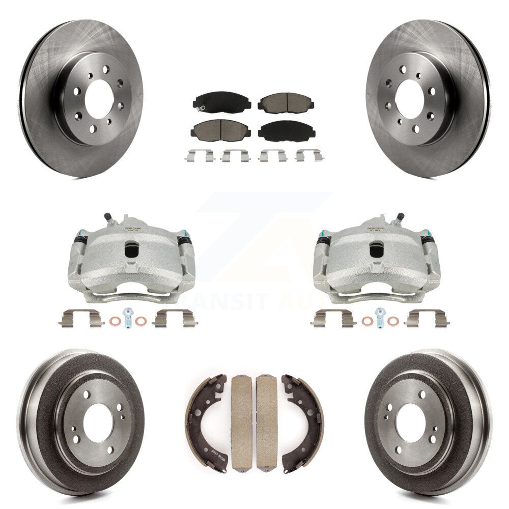 Front Rear Disc Brake Caliper Rotors Drums Ceramic Pads Kit (8Pc) For Honda Civic Acura EL KC8-100856C by Transit Auto