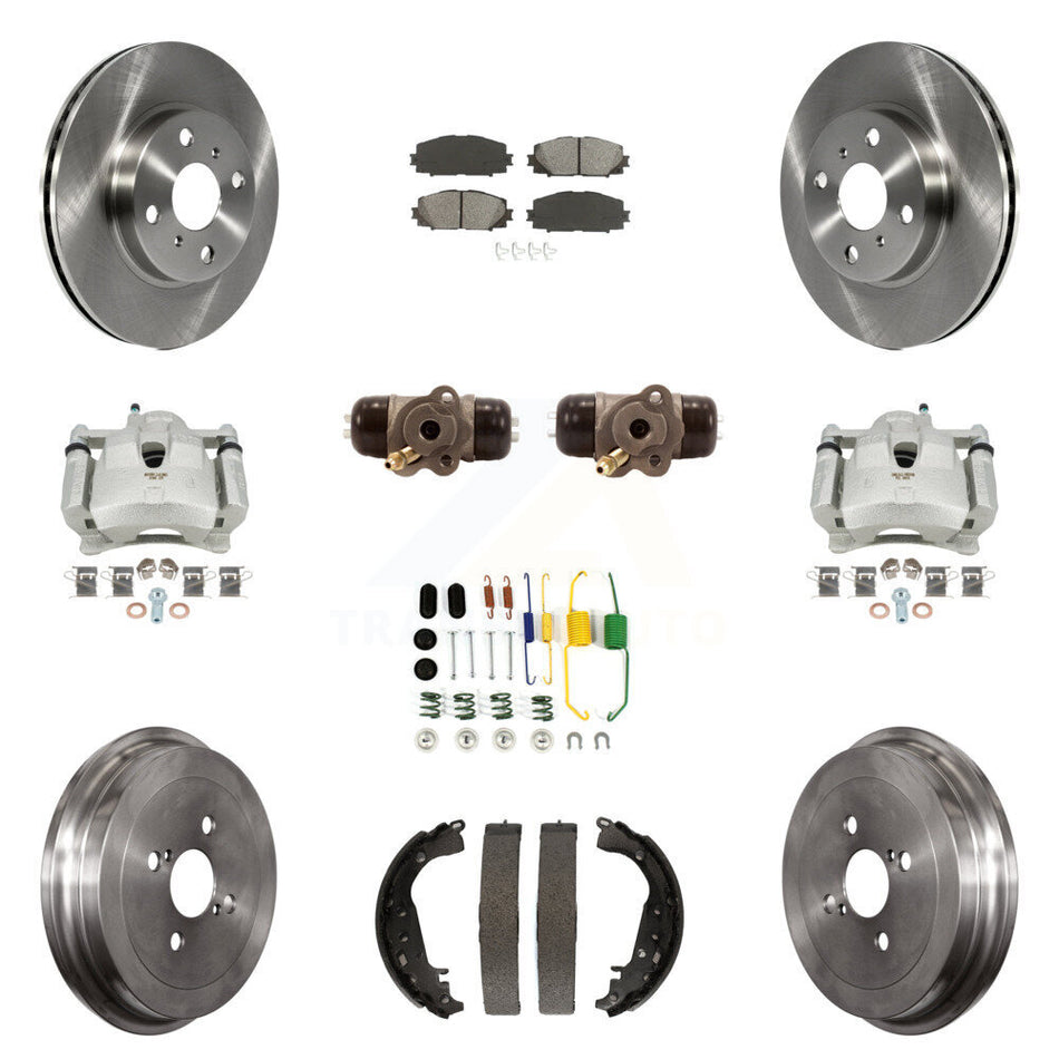 Front Rear Disc Brake Caliper Rotors Drum Semi-Metallic Pad Shoe Cylinder Kit (11Pc) For KC8-100857S
