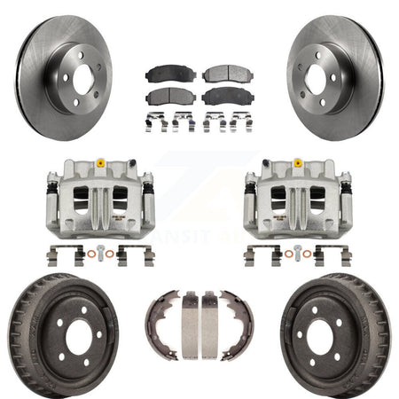 Front Rear Brake Caliper Rotors Drums Ceramic Pads Kit (8Pc) For Ford Ranger Mazda B4000 KC8-100857T