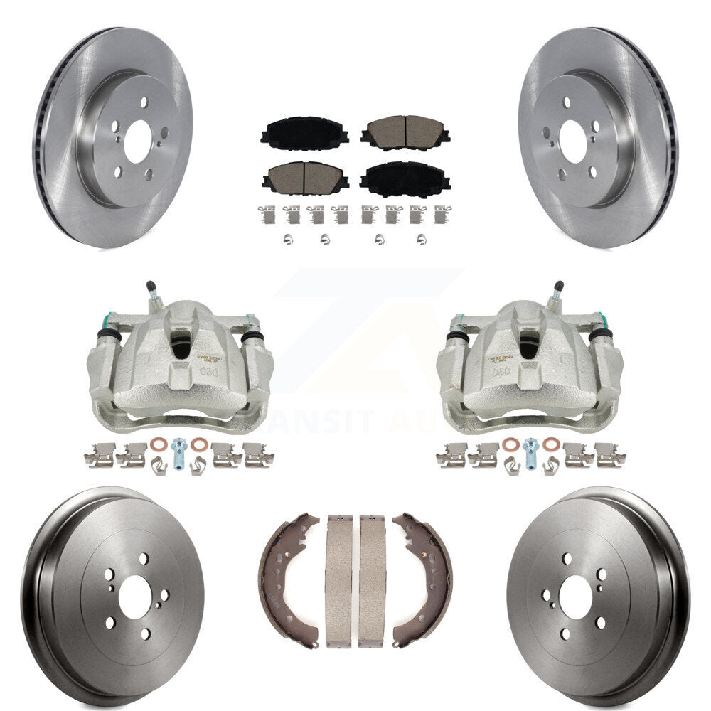 Front Rear Disc Brake Caliper Rotors Drums Ceramic Pads Kit (8Pc) For 2019 Toyota Corolla 2.0L KC8-100858C by Transit Auto