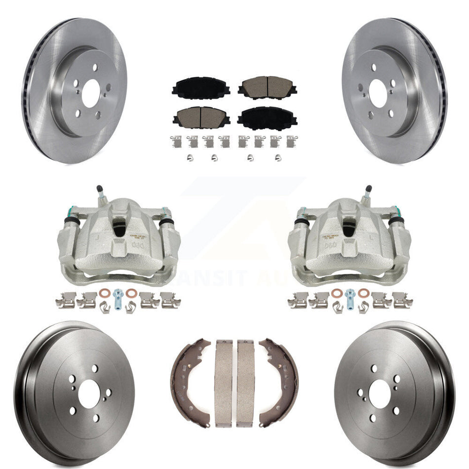 Front Rear Disc Brake Caliper Rotors Drums Ceramic Pads Kit (8Pc) For 2019 Toyota Corolla 2.0L KC8-100858C by Transit Auto