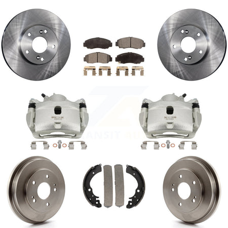 Front Rear Brake Caliper Rotor Drum Semi-Metallic Pad Kit (8Pc) For 07 Honda Accord 2.4L KC8-100858P