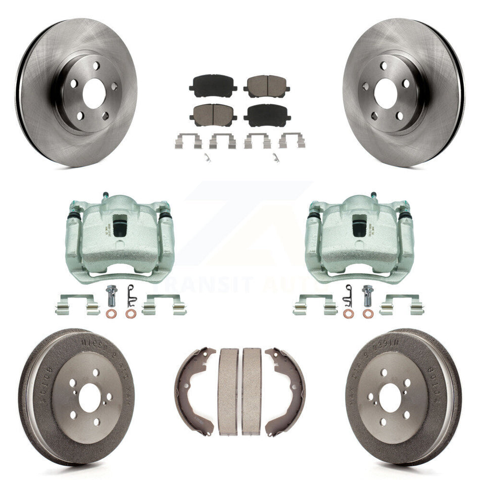 Front Rear Brake Caliper Rotor Drum Ceramic Pad Kit (8Pc) For Toyota Matrix Pontiac Vibe KC8-100860C