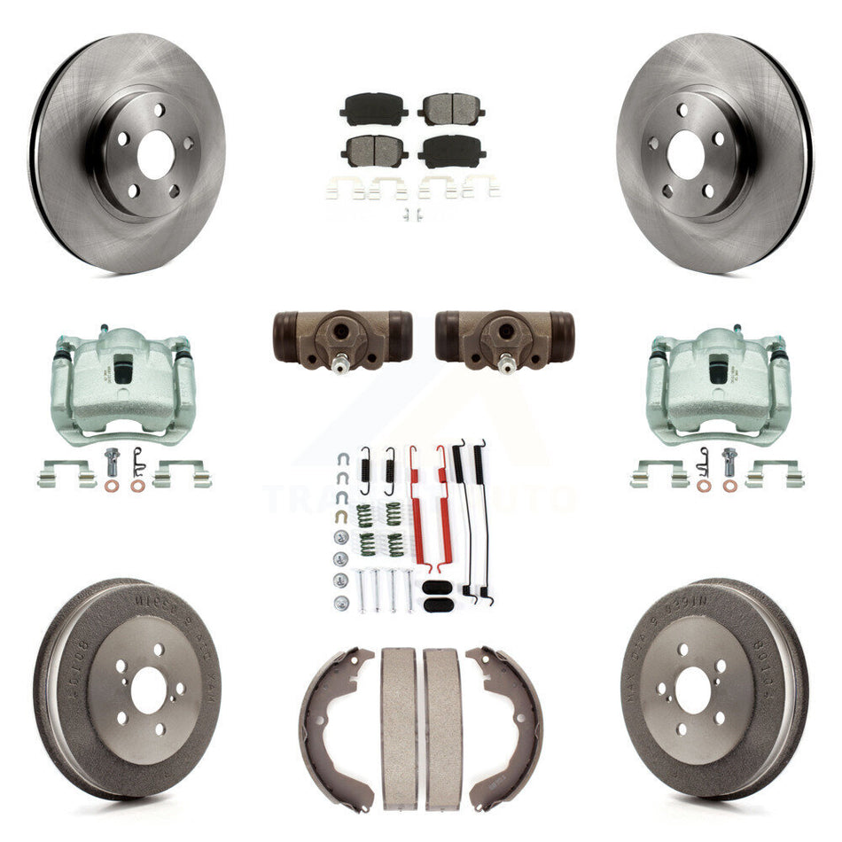 Front Rear Brake Caliper Rotors Drum Semi-Metallic Pad Shoe Cylinder Kit (11Pc) For Vibe KC8-100861S