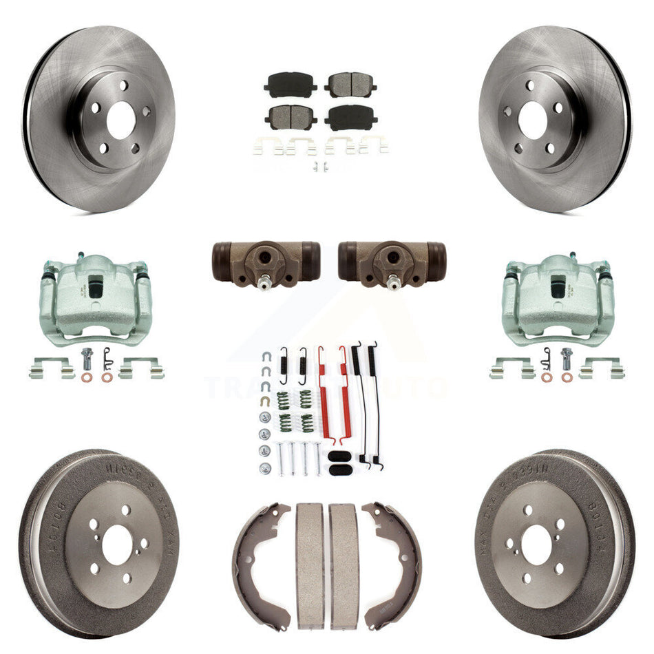 Front Rear Brake Caliper Rotors Drum Semi-Metallic Pad Shoe Cylinder Kit (11Pc) For Vibe KC8-100861S