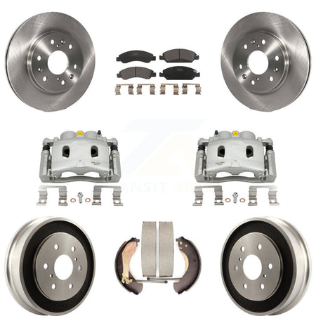Front Rear Brake Caliper Rotors Drums Ceramic Pads Kit (8Pc) For Chevrolet GMC Silverado KC8-100861T