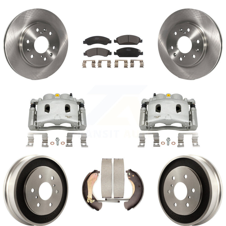 Front Rear Brake Caliper Rotors Drums Ceramic Pads Kit (8Pc) For Chevrolet GMC Silverado KC8-100861T