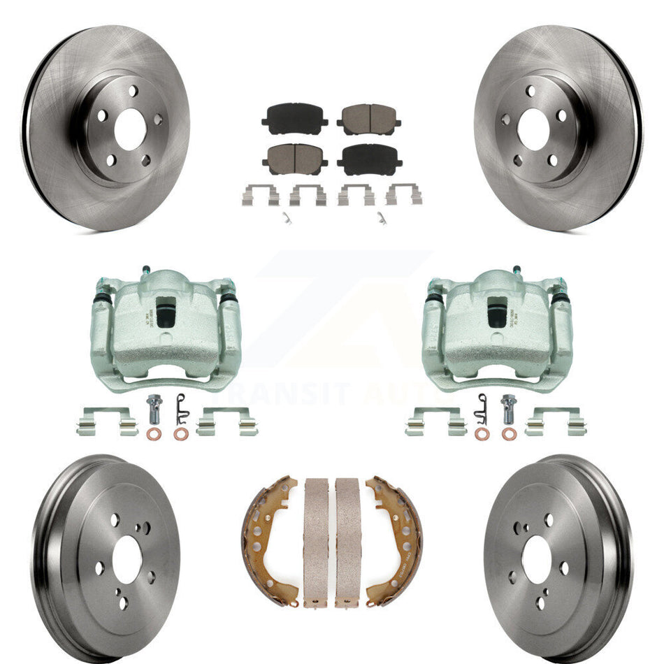 Front Rear Disc Brake Caliper Rotors Drums Ceramic Pads Kit (8Pc) For Toyota Corolla KC8-100862C