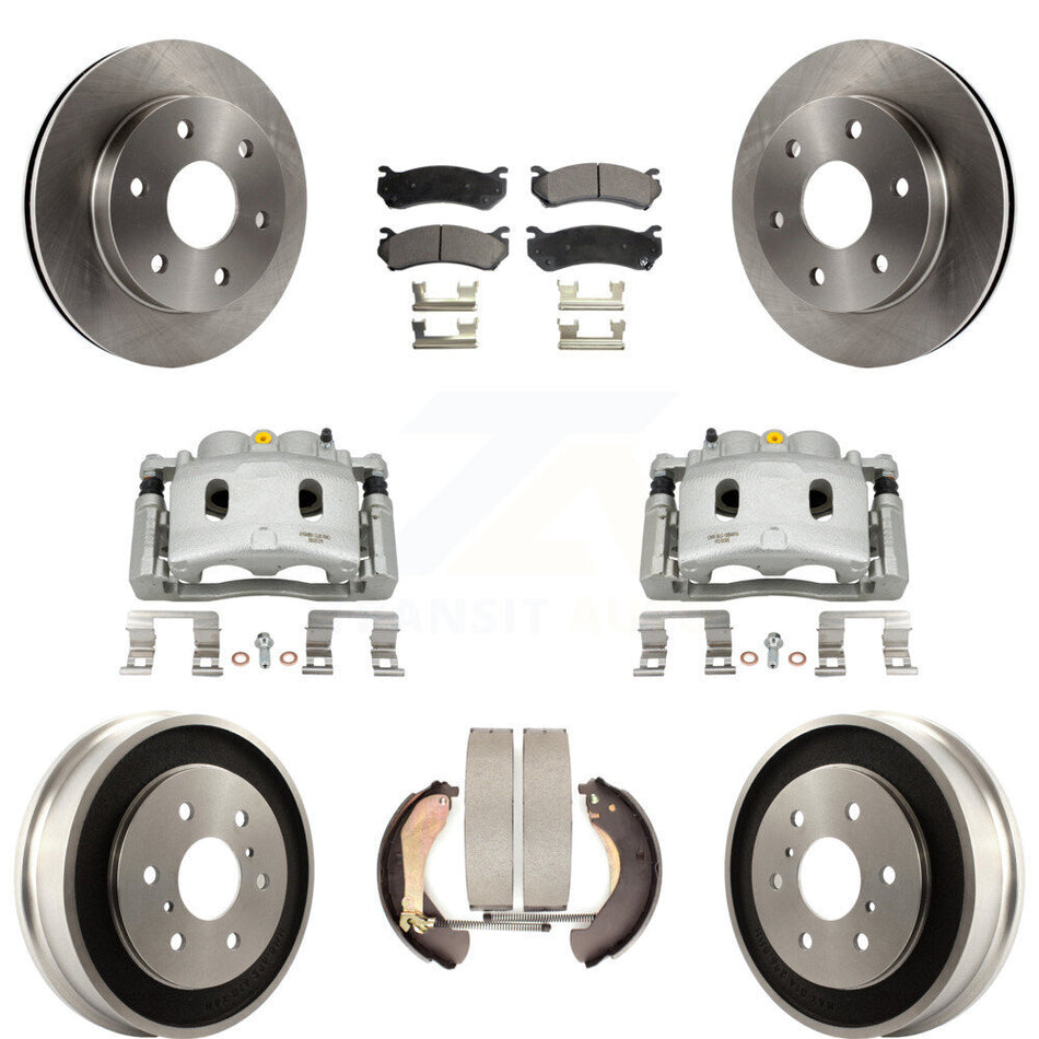 Front Rear Brake Caliper Rotors Drum Ceramic Pads Kit (8Pc) For Chevrolet Silverado 1500 KC8-100863T