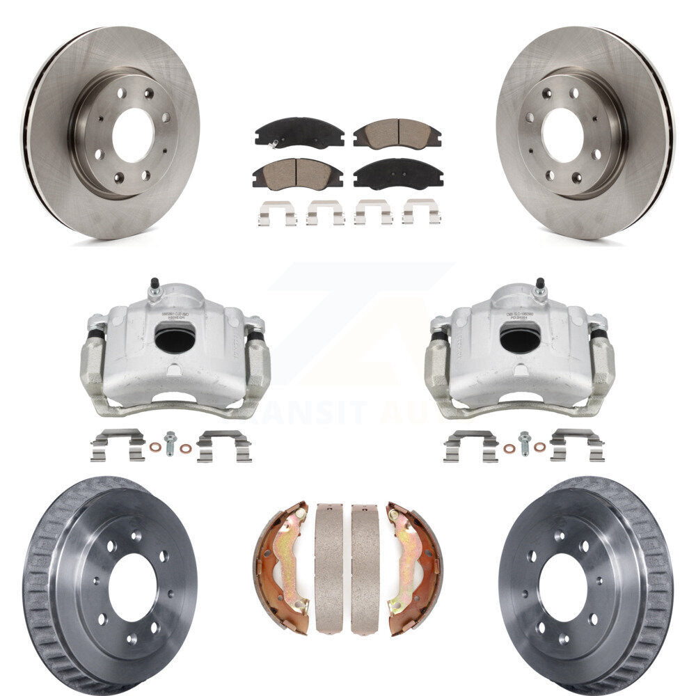 Front Rear Disc Brake Caliper Rotor Drum Ceramic Pad Kit (8Pc) For 2007-2009 Kia Spectra KC8-100864C