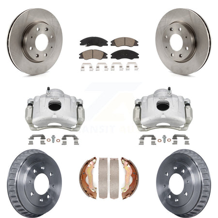 Front Rear Disc Brake Caliper Rotor Drum Ceramic Pad Kit (8Pc) For 2007-2009 Kia Spectra KC8-100864C