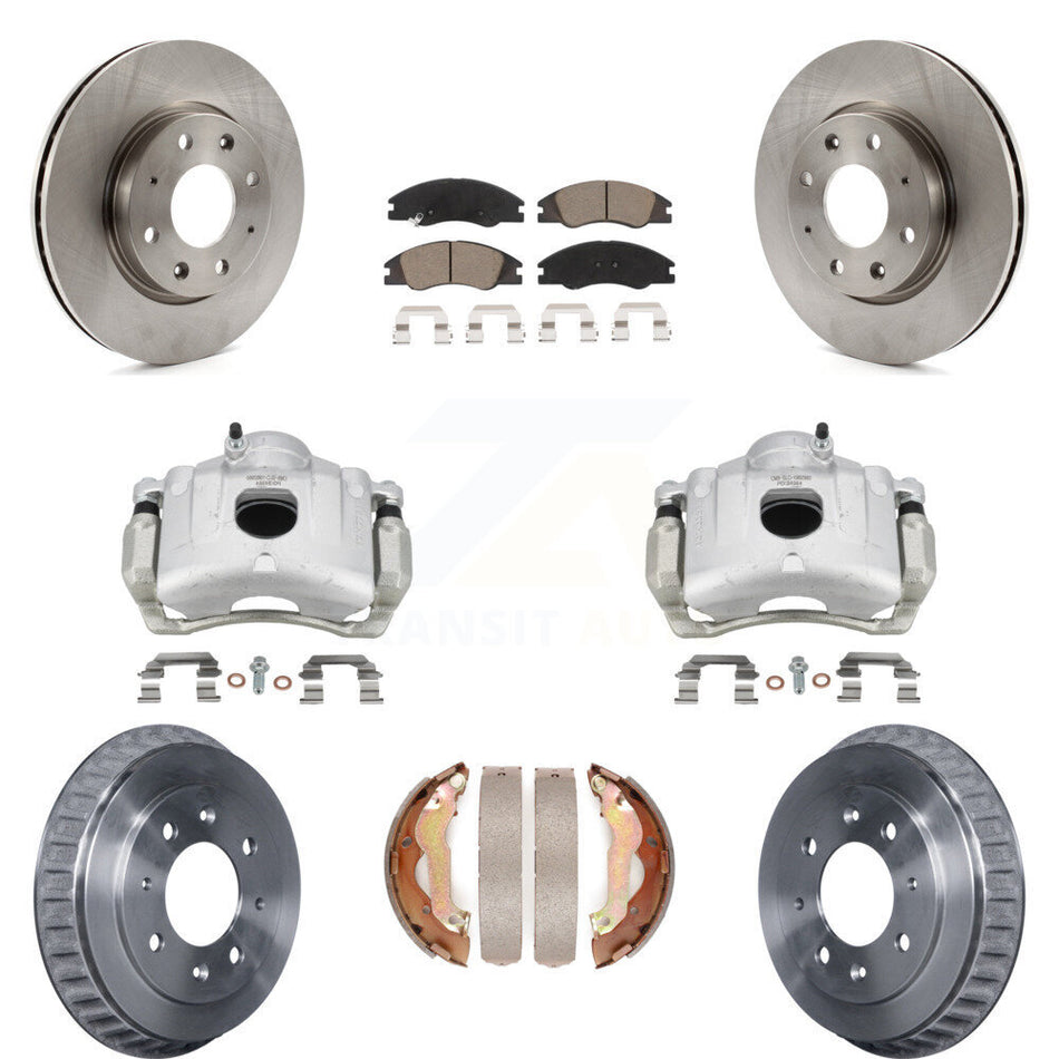 Front Rear Disc Brake Caliper Rotor Drum Ceramic Pad Kit (8Pc) For 2007-2009 Kia Spectra KC8-100864C