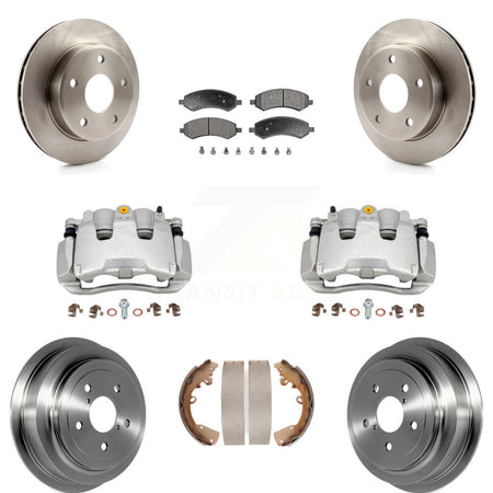 Front Rear Brake Caliper Rotors Drums Semi-Metallic Pads Kit (8Pc) For Dakota Dodge Ram KC8-100864P