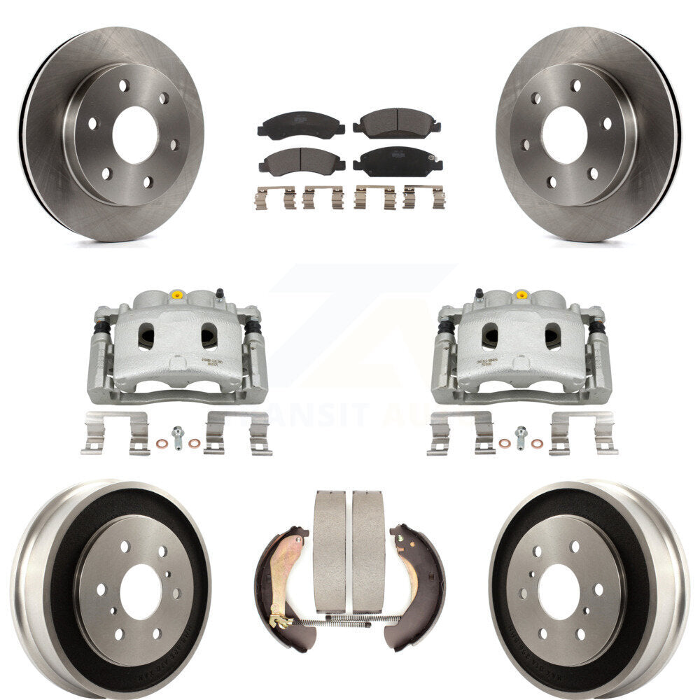 Front Rear Disc Brake Caliper Rotors Drums Ceramic Pads Kit (8Pc) For GMC Sierra 1500 KC8-100864T
