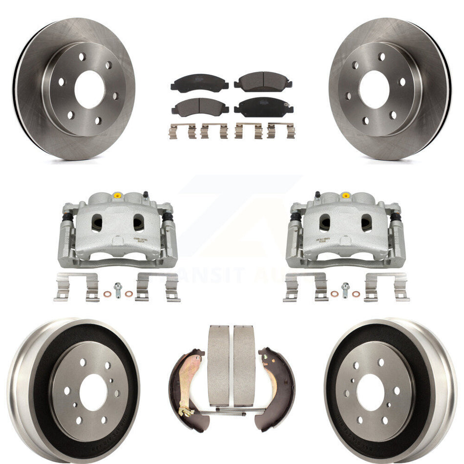 Front Rear Disc Brake Caliper Rotors Drums Ceramic Pads Kit (8Pc) For GMC Sierra 1500 KC8-100864T