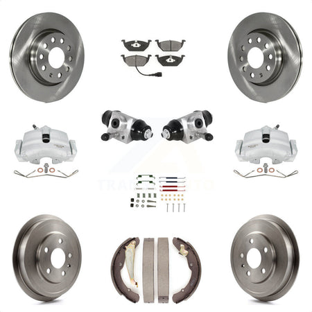 Front Rear Brake Caliper Rotor Drum Semi-Metallic Pad Shoe Cylinder & Hardware Kit (11Pc) For 11-12 Volkswagen Jetta 2.5L with rear brakes With 280mm Diameter KC8-100865S by Transit Auto